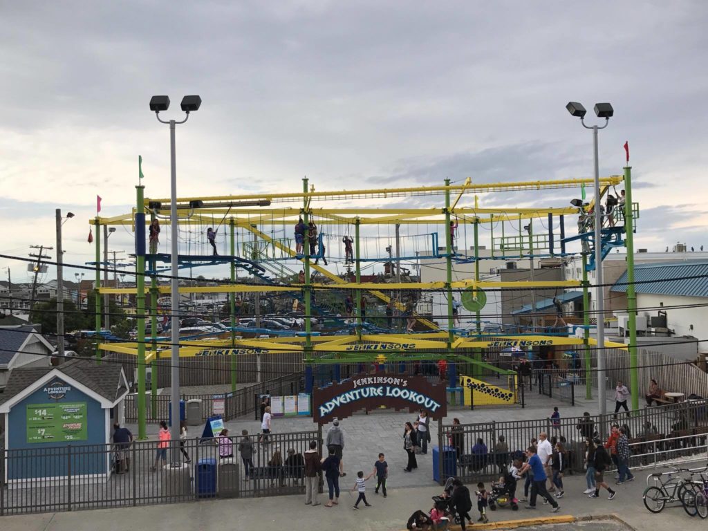 A shot of The Adventure Lookout Ropes Course from a far.