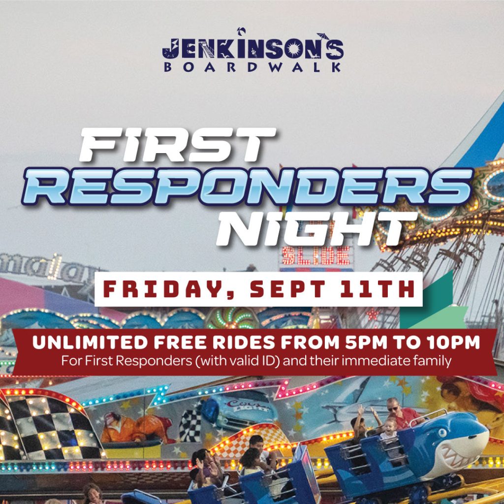 First Responders Night event graphic at Jenkinson’s Boardwalk