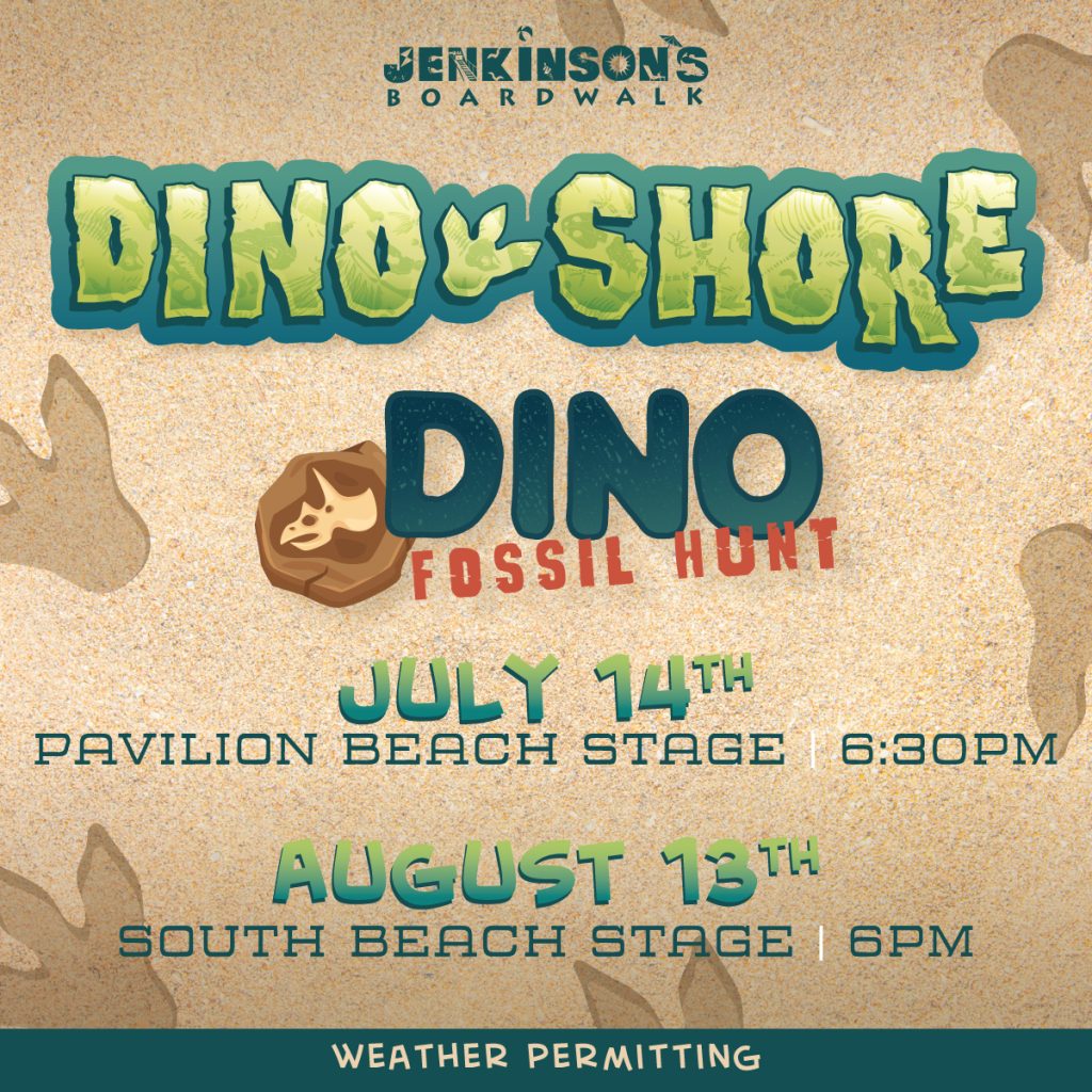 jenkinsons boardwalk dino shore dinosaur dino fossil hunt july 14 august 13
